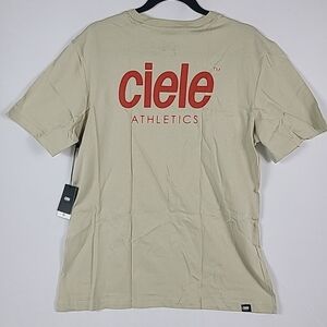 NWT Ciele Athletics Unisex Rainy Day T-shirt Beige Orange Sz XS Retail $45